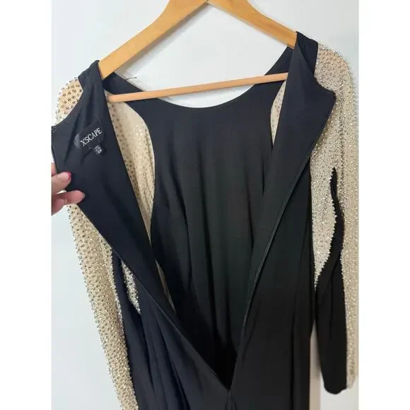 Xscape Black and Gold Long Sleeve Dress - Picture 13 of 13